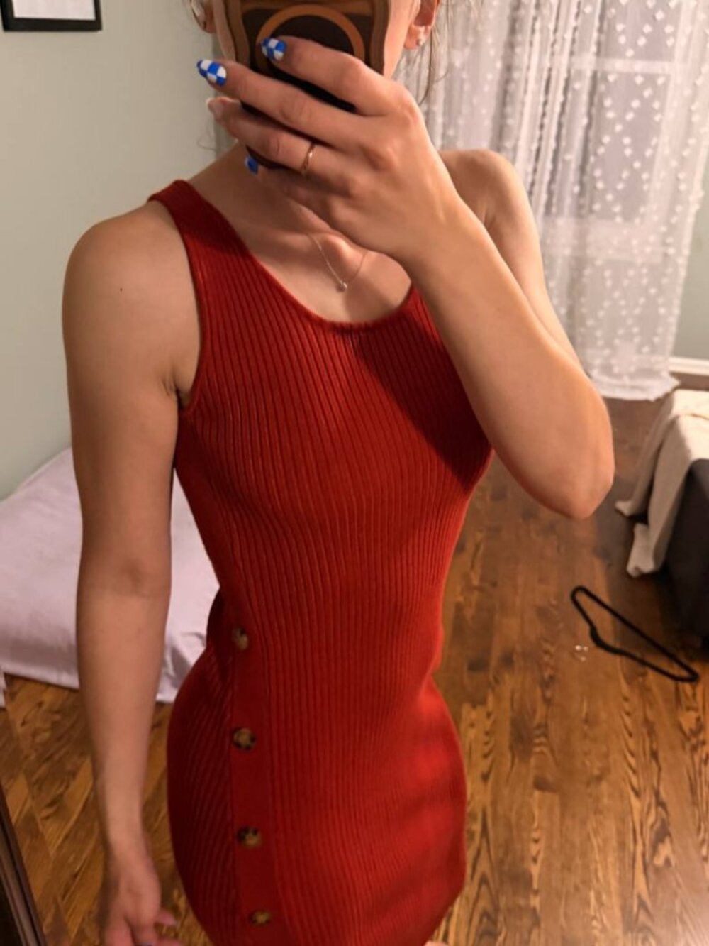 Hippie Rose Rust Ribbed Knit Midi Dress
